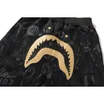 BAPE x NBHD joint style shark head black and gold trousers