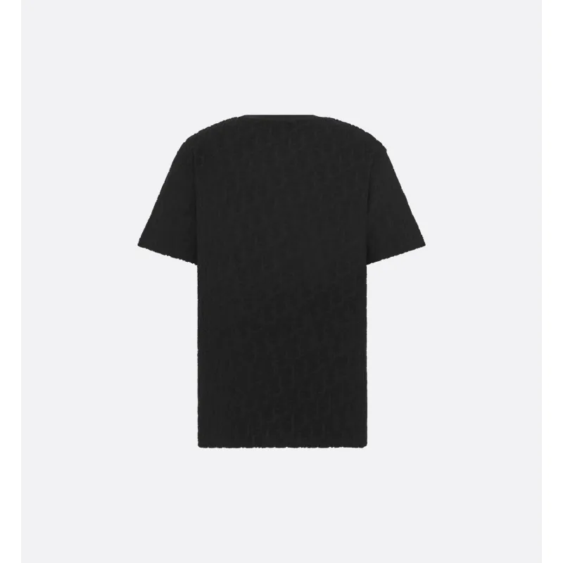 Dior Oblique Relaxed-Fit T-Shirt Black Terry Cotton Jacquard