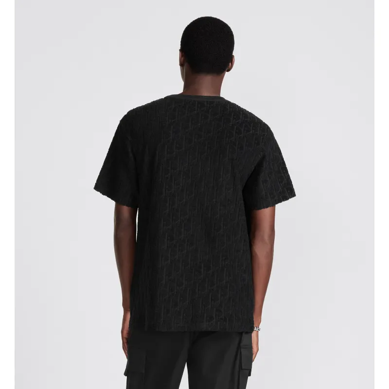 Dior Oblique Relaxed-Fit T-Shirt Black Terry Cotton Jacquard