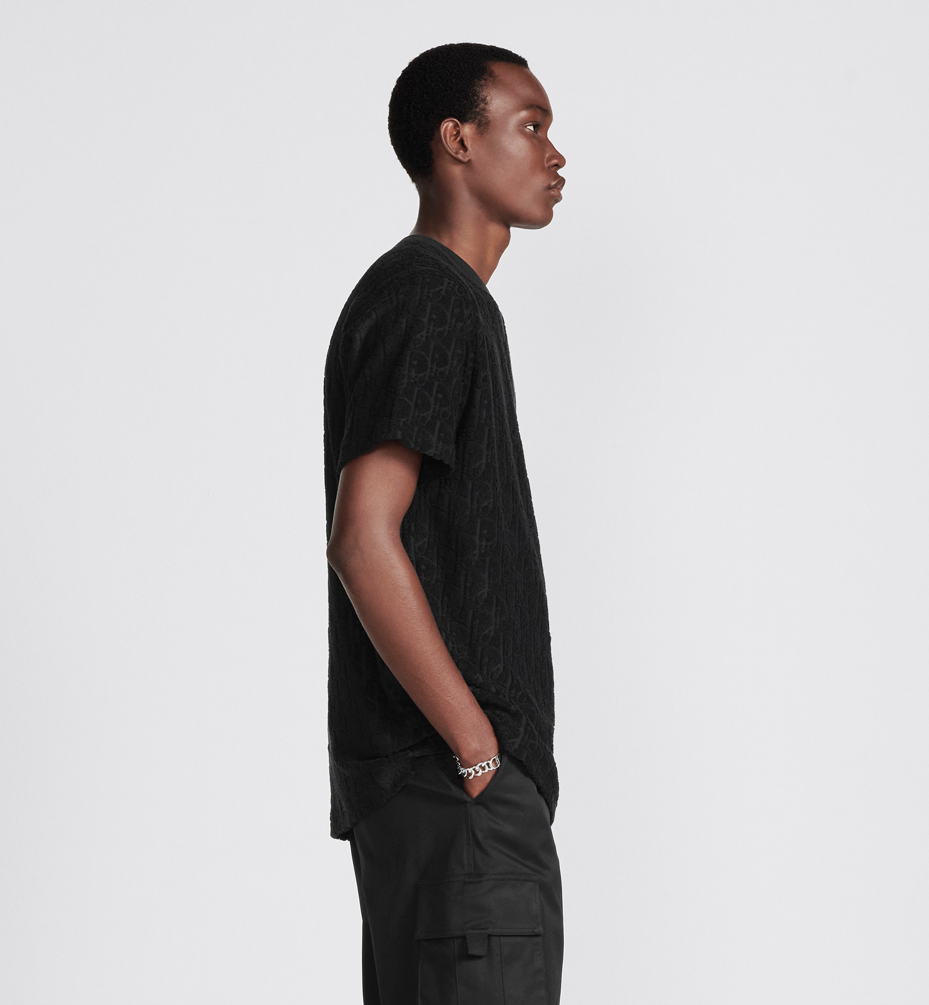 Dior Oblique Relaxed-Fit T-Shirt Black Terry Cotton Jacquard