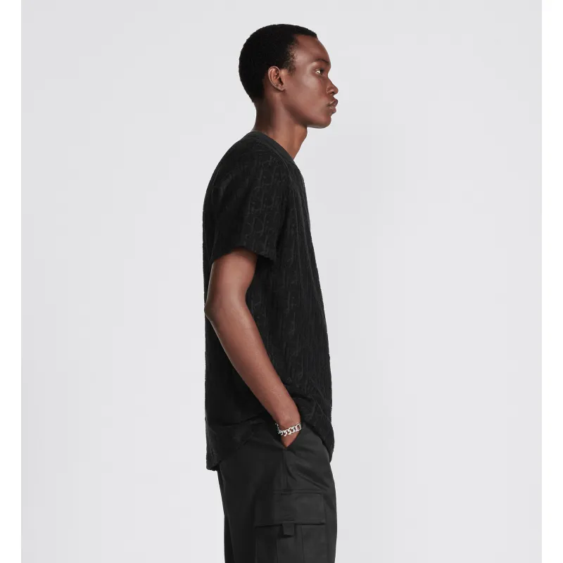 Dior Oblique Relaxed-Fit T-Shirt Black Terry Cotton Jacquard