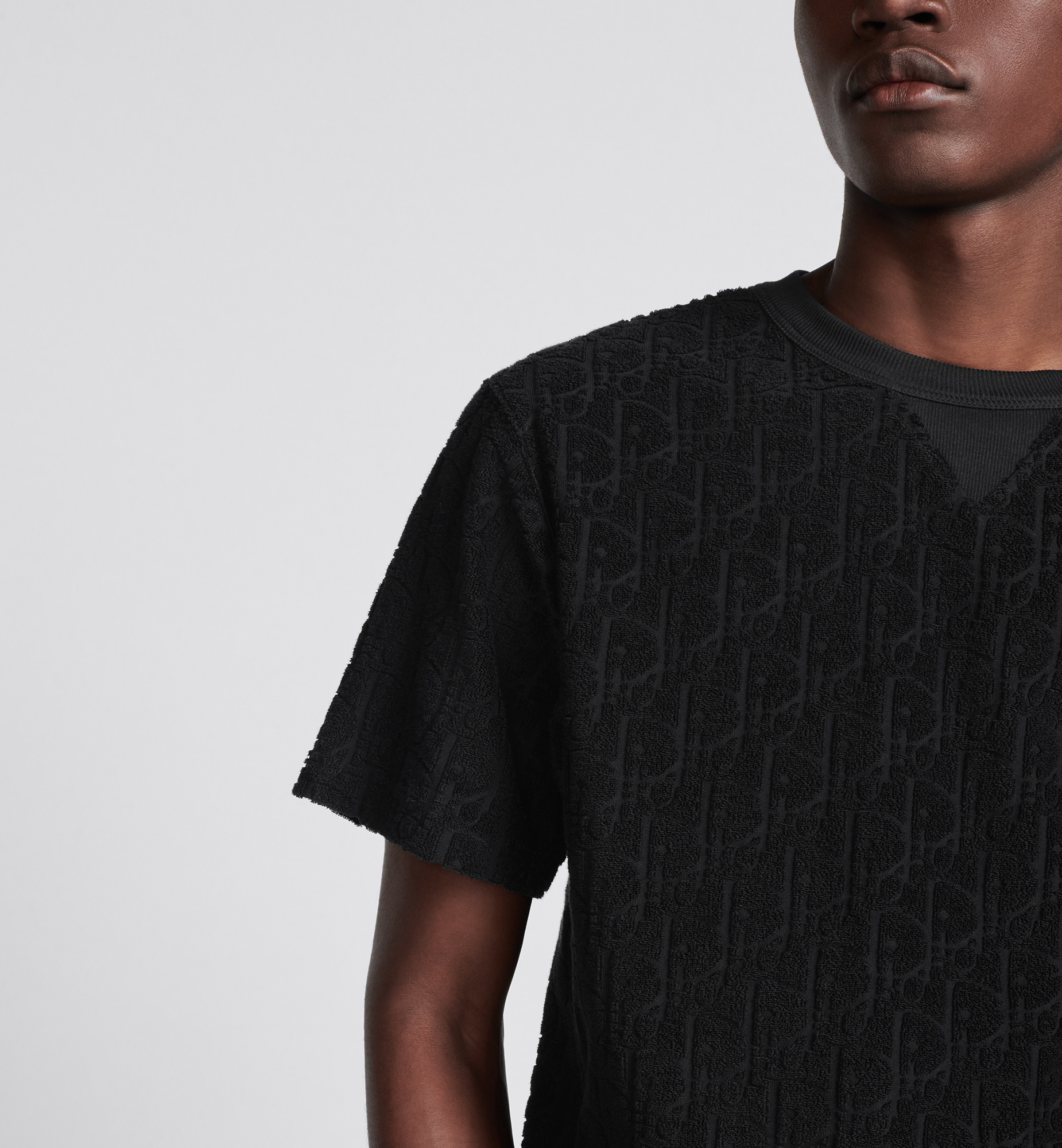 Dior Oblique Relaxed-Fit T-Shirt Black Terry Cotton Jacquard