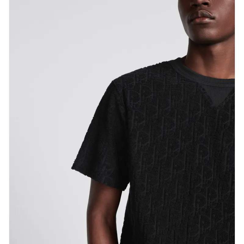 Dior Oblique Relaxed-Fit T-Shirt Black Terry Cotton Jacquard