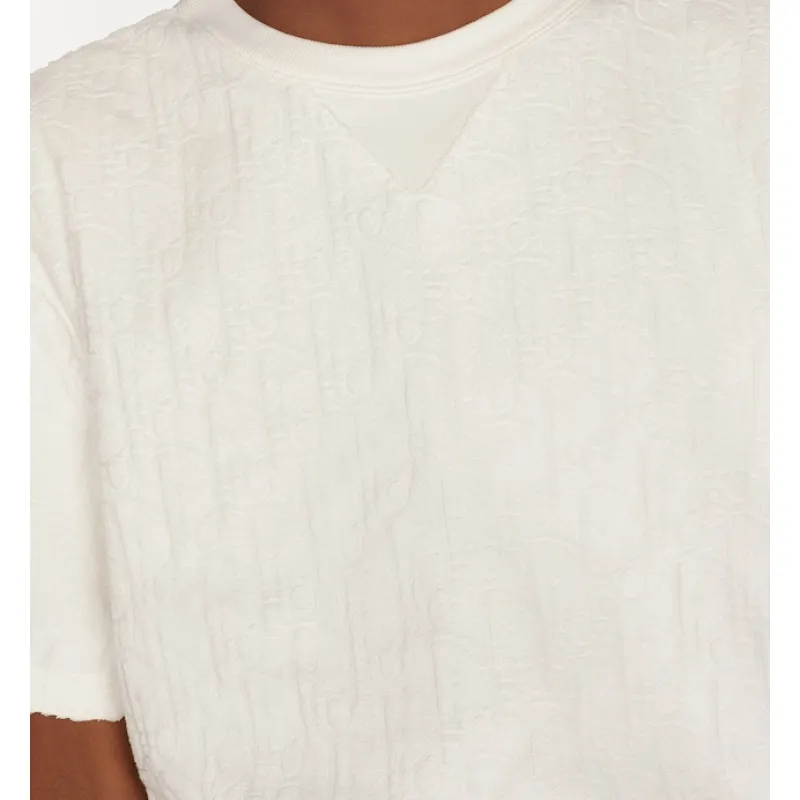 Dior Oblique Relaxed-Fit T-Shirt Off-White Terry Cotton Jacquard