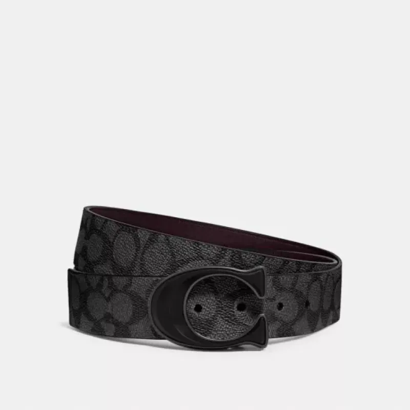 coach sculpted c buckle cut to size reversible belt, 40 mm