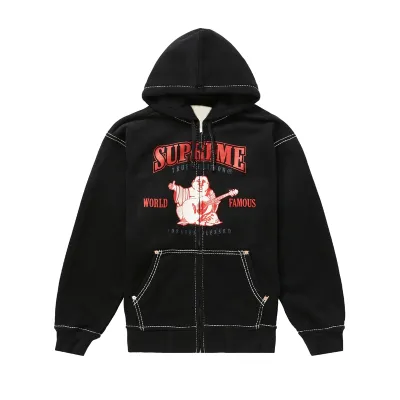 Supreme True Religion Zip Up Hooded Sweatshirt Black 01