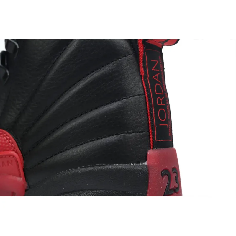 pk god batch air jordan 12 flu game black red 130690-002