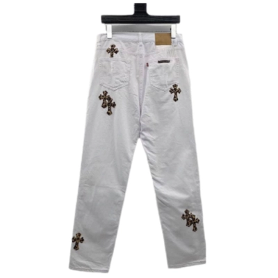 Chrome Heart White Leopard Cross Jeans 02