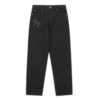 Chrome Hearts cross-distressed jeans 01