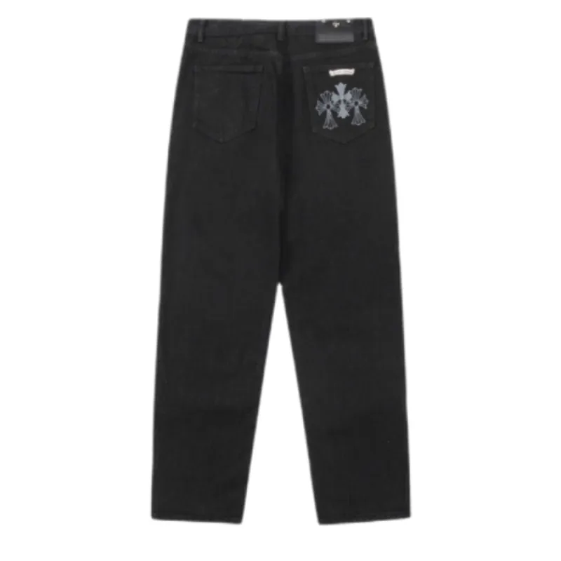 chrome hearts cross-distressed jeans