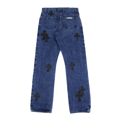 Chrome Hearts Cross Leather Patches Jeans 02
