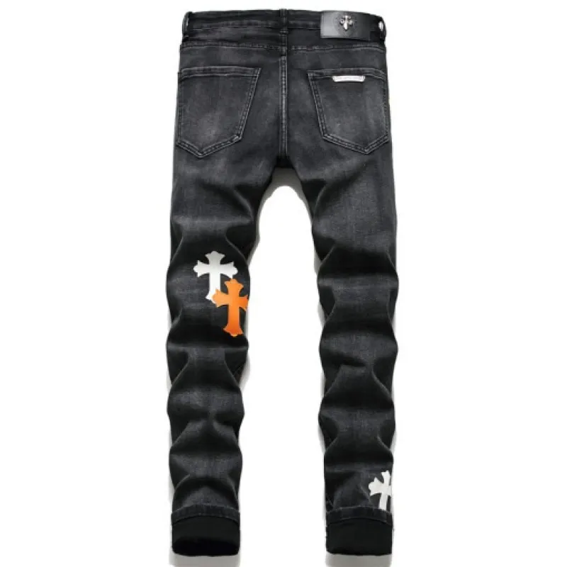 chrome hearts cross logo jeans