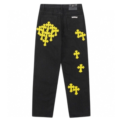 Chrome Hearts Distressed Yellow Jeans 02