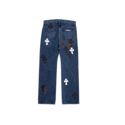 Chrome Hearts Fleur Knee Cross Patch Jeans 02