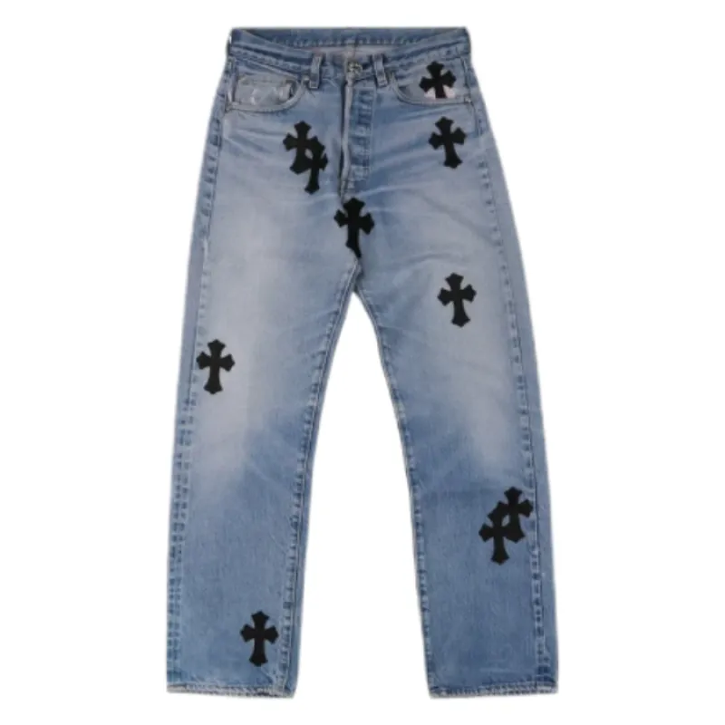 chrome hearts vintage aged jeans