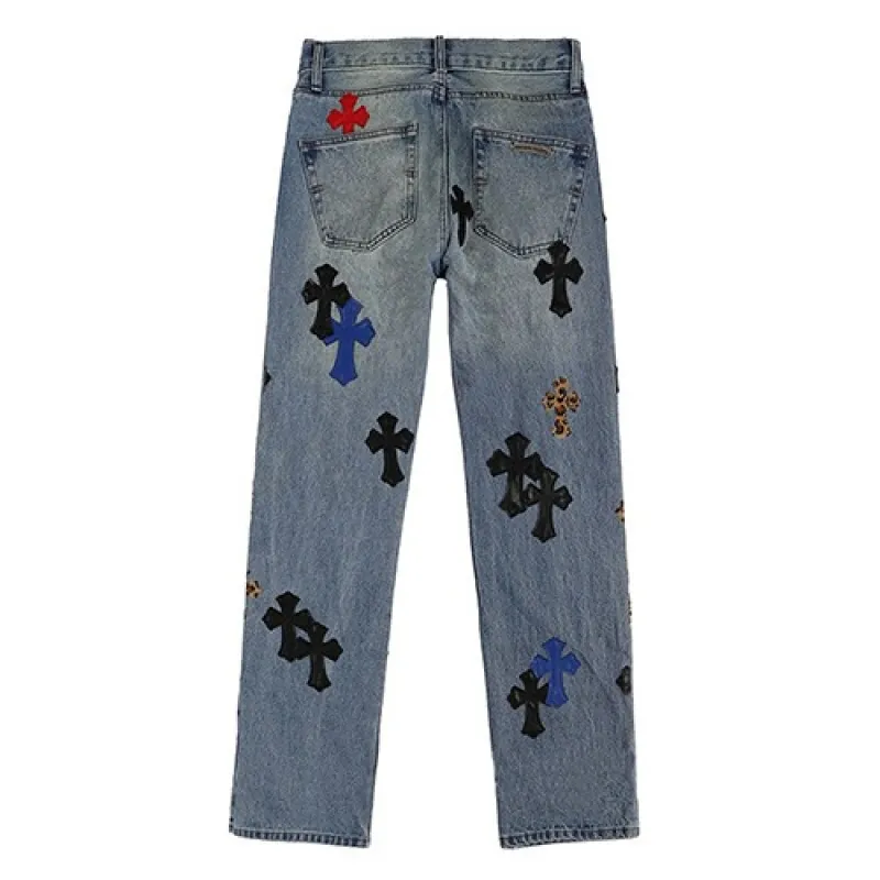firmranch leather leopard cross pants