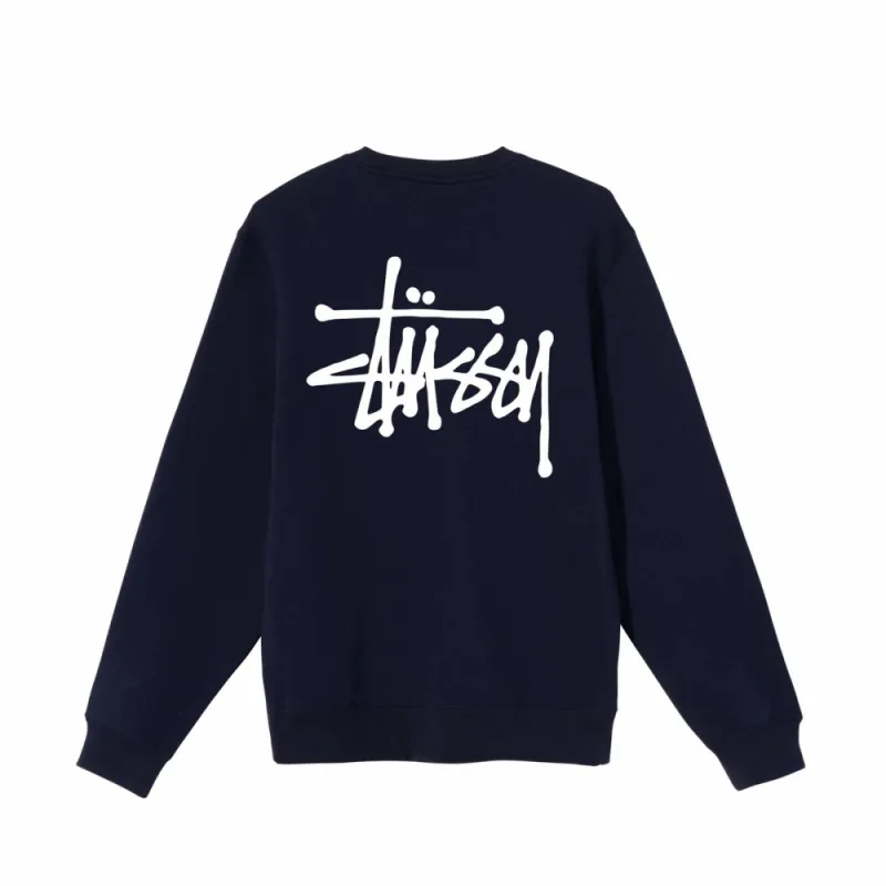 stussy basic crew navy