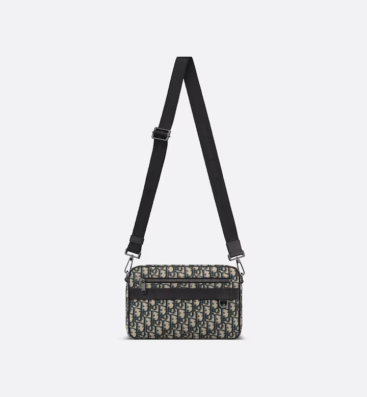 Beige and Black Dior Oblique Jacquard with Black Grained Calfskin