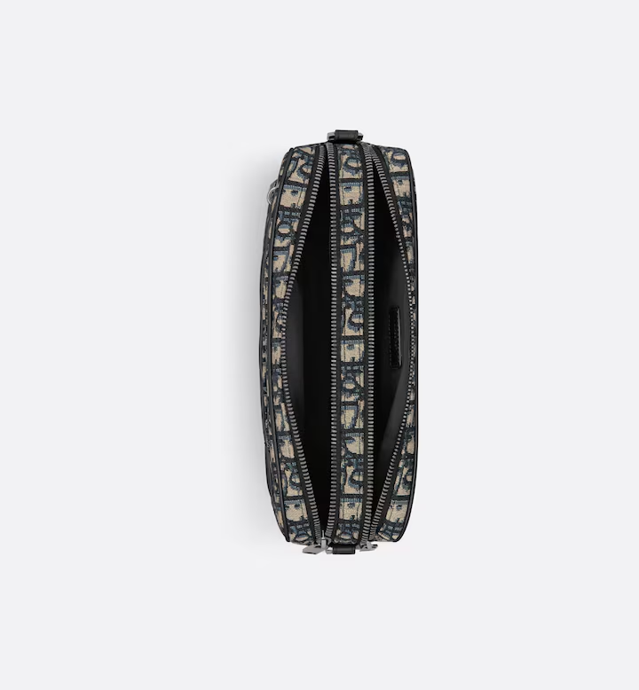 Beige and Black Dior Oblique Jacquard with Black Grained Calfskin