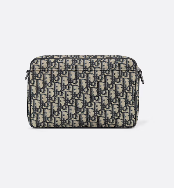 Beige and Black Dior Oblique Jacquard with Black Grained Calfskin