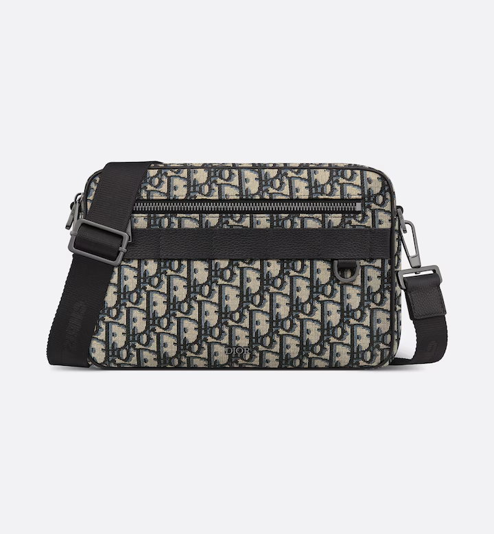 Beige and Black Dior Oblique Jacquard with Black Grained Calfskin