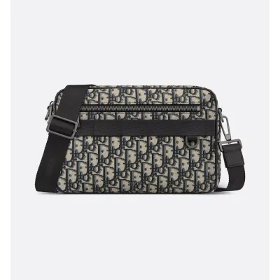 Beige and Black Dior Oblique Jacquard with Black Grained Calfskin 01