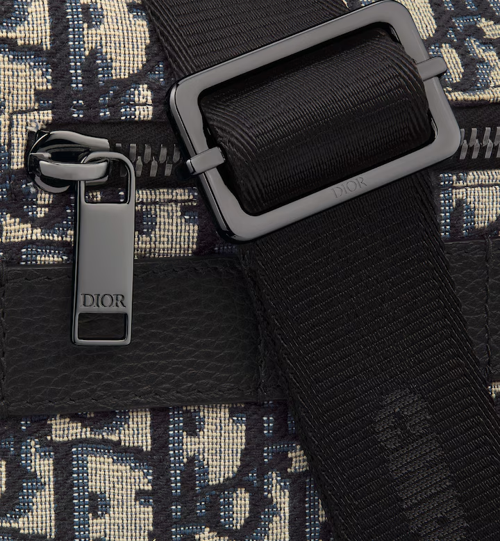Beige and Black Dior Oblique Jacquard with Black Grained Calfskin