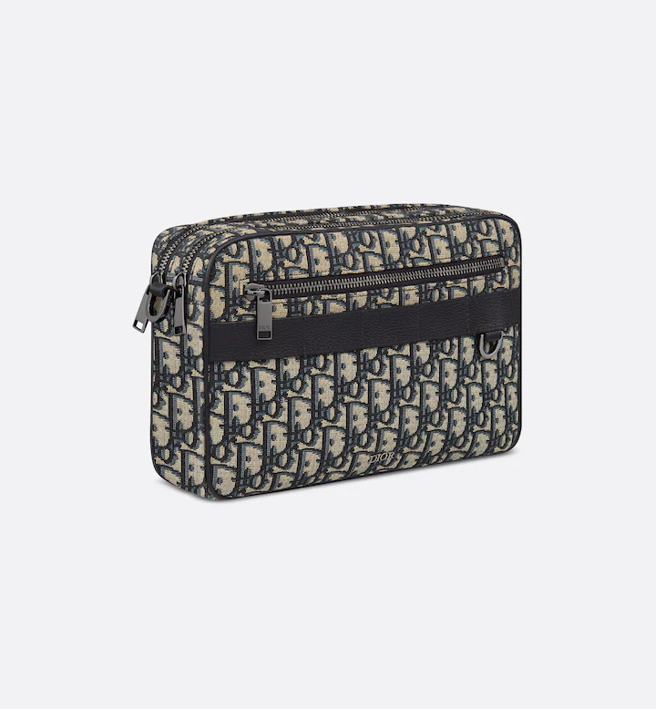 Beige and Black Dior Oblique Jacquard with Black Grained Calfskin