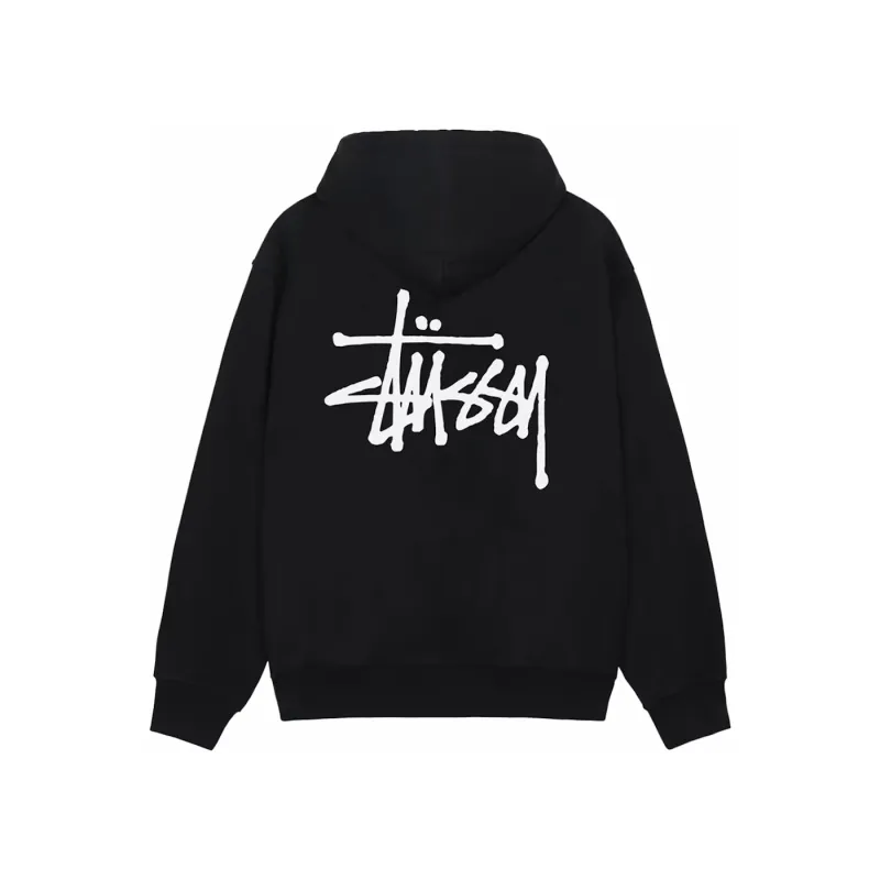 stussy basic stussy zip hoodie black