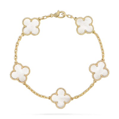 Vintage Alhambra bracelet, 5 motifs yellow gold 01