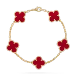 Vintage Alhambra bracelet, 5 motifs Carnelian