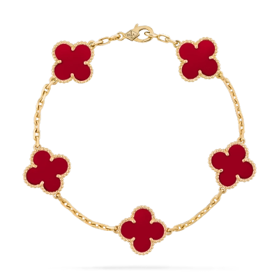 Vintage Alhambra bracelet, 5 motifs Carnelian 01