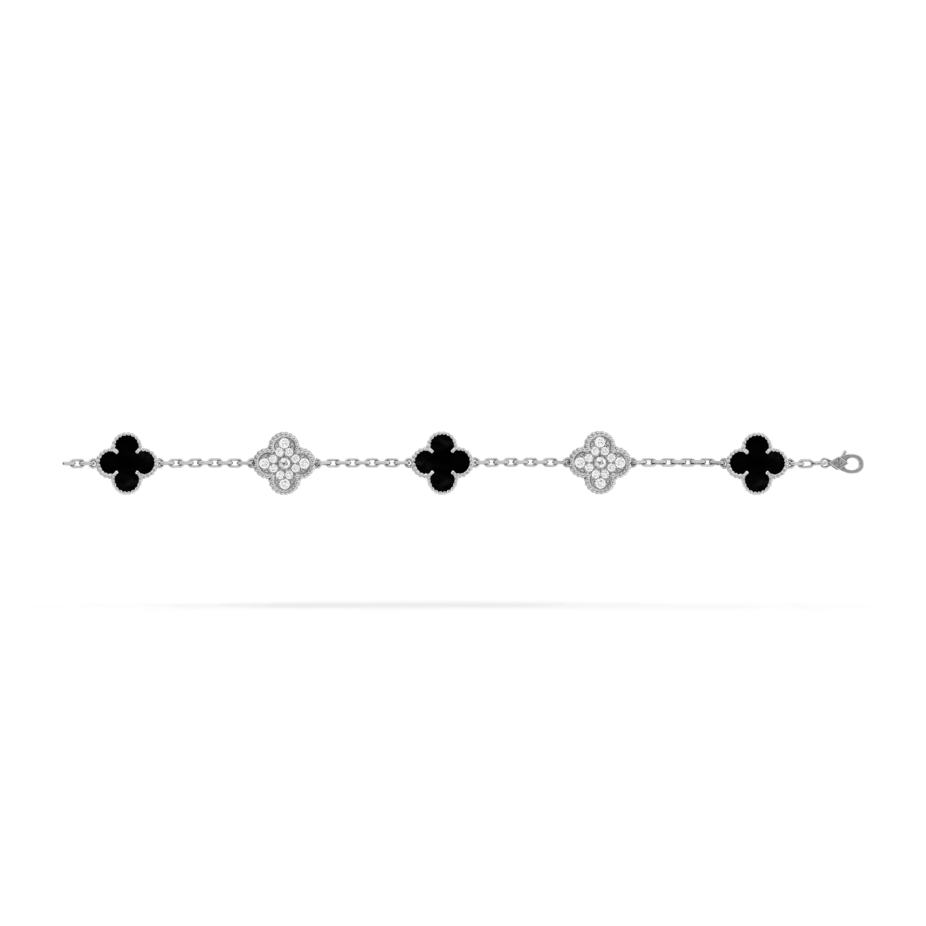 Vintage Alhambra bracelet, 5 motifs Diamond Onyx
