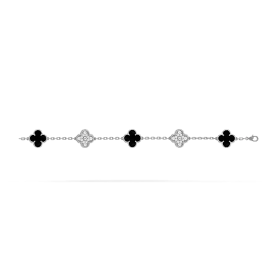 Vintage Alhambra bracelet, 5 motifs Diamond Onyx 02