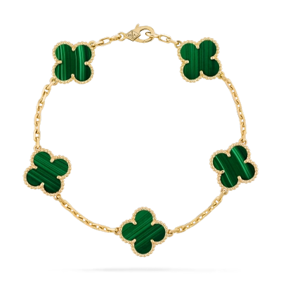 Vintage Alhambra bracelet, 5 motifs Malachite 01