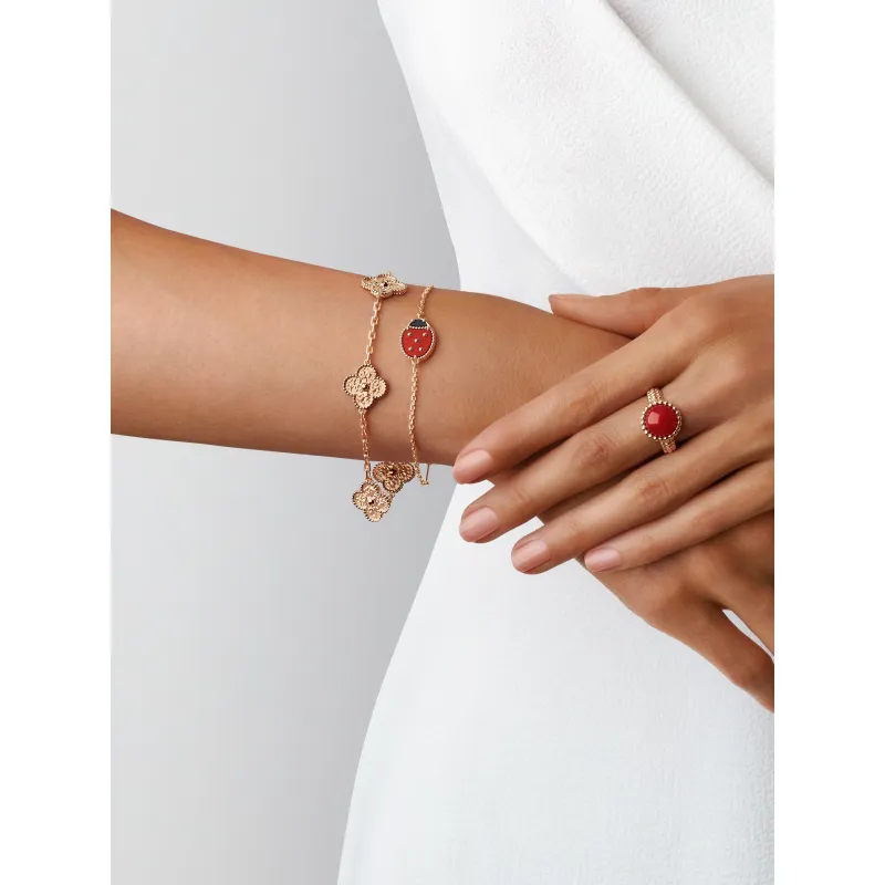 vintage alhambra bracelet, 5 motifs rose gold