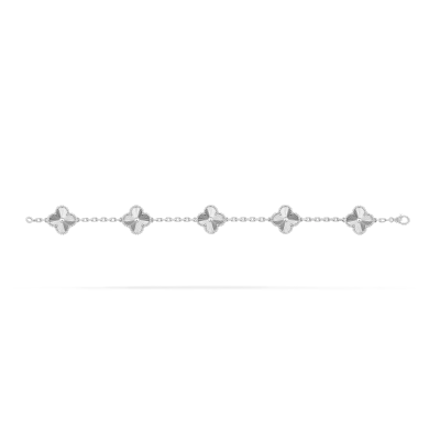 Vintage Alhambra bracelet, 5 motifs White gold pk1 02
