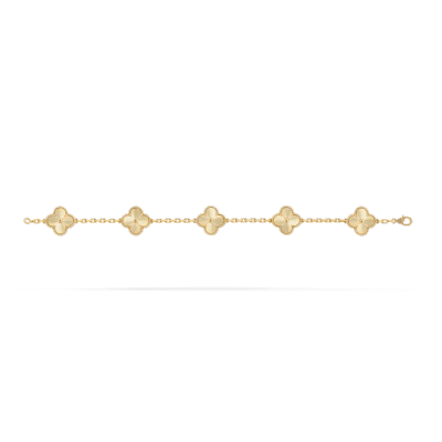 Vintage Alhambra bracelet, 5 motifs yellow gold pk1 02
