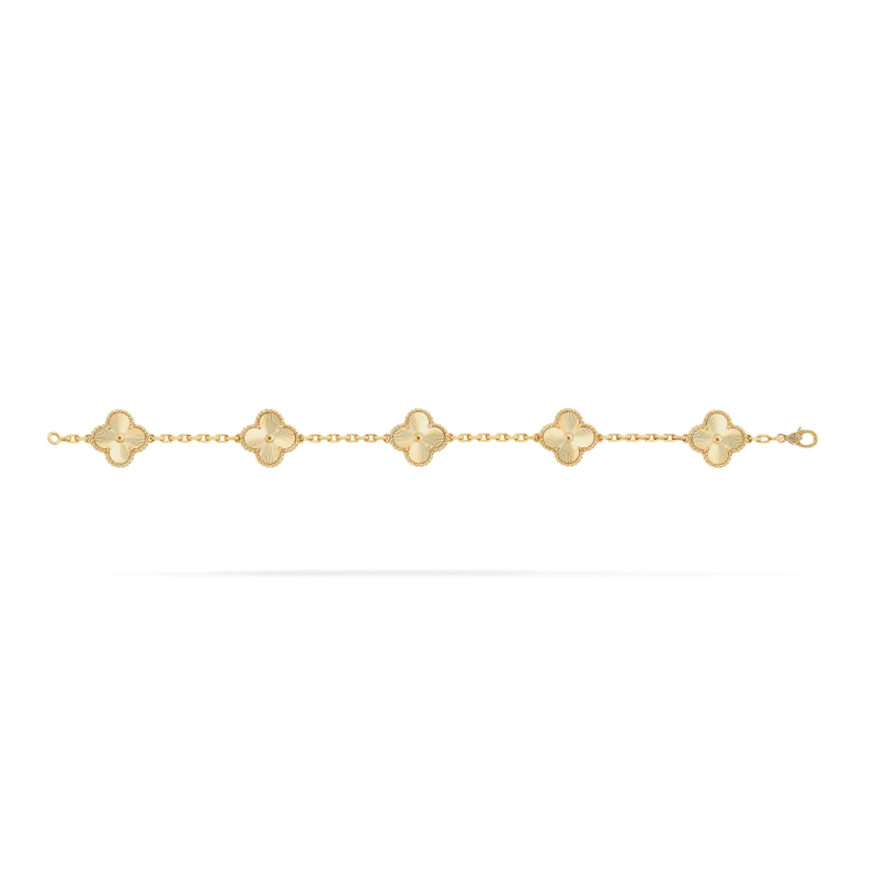 vintage alhambra bracelet, 5 motifs yellow gold pk1