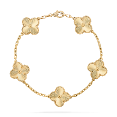 Vintage Alhambra bracelet, 5 motifs yellow gold pk1 01
