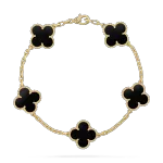 Vintage Alhambra bracelet, 5 motifs yellow gold Onyx
