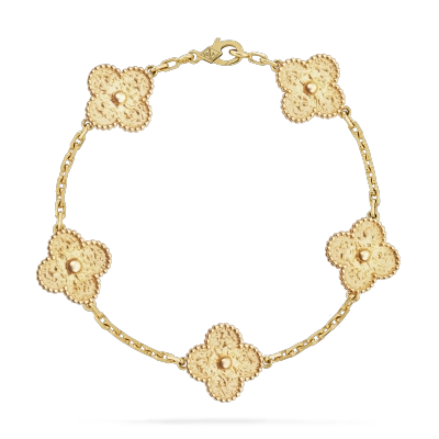 Vintage Alhambra bracelet, 5 motifs yellow gold pk2 01
