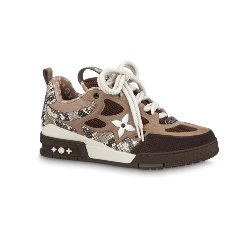 PK God Batch LOUIS VUITTON Skate Sneaker Brown Snakeskin