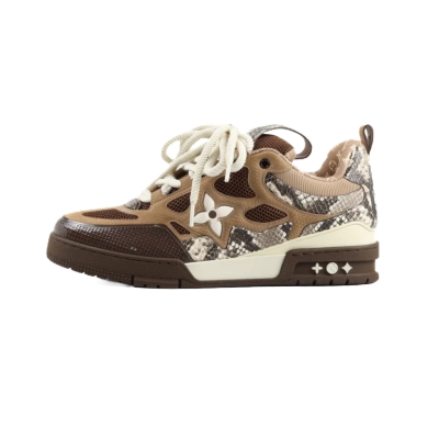 PK God Batch LOUIS VUITTON Skate Sneaker Brown Snakeskin 01