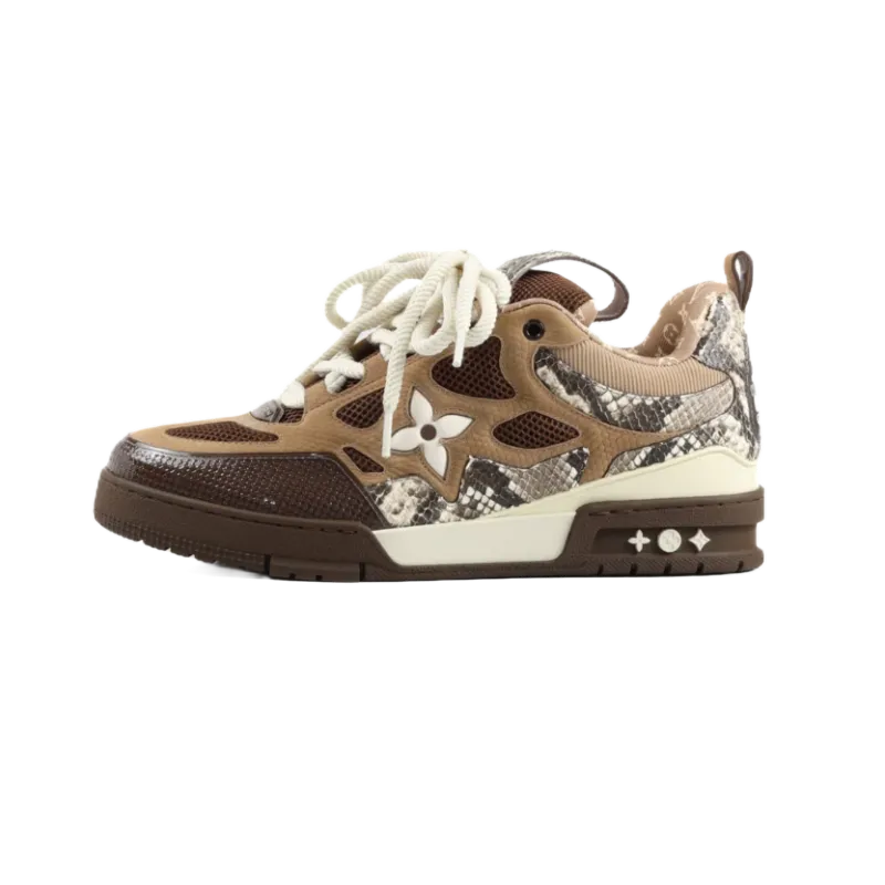 PK God Batch LOUIS VUITTON Skate Sneaker Brown Snakeskin
