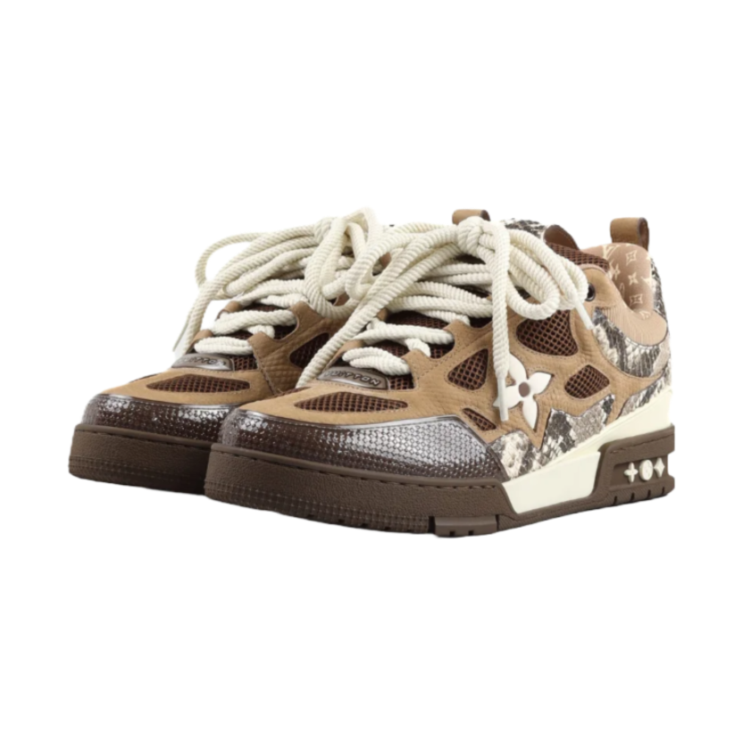 PK God Batch LOUIS VUITTON Skate Sneaker Brown Snakeskin