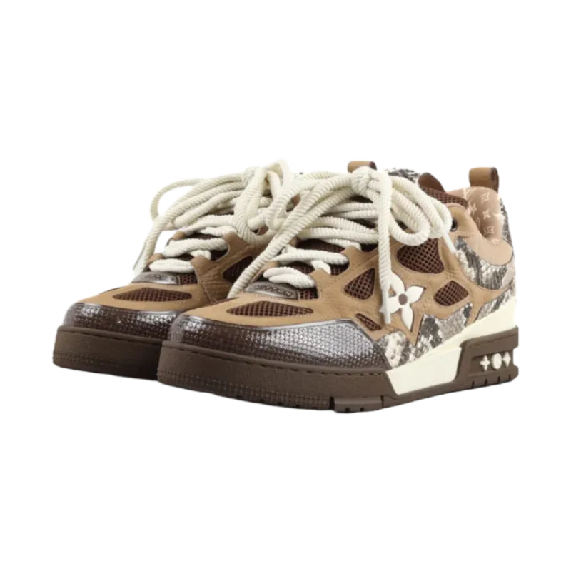 PK God Batch LOUIS VUITTON Skate Sneaker Brown Snakeskin