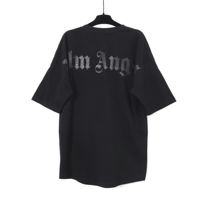 Palm Angels Oversize glittered logo cotton t-shirt 02