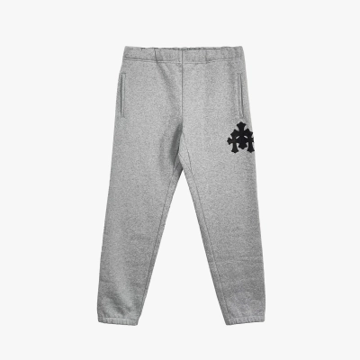 Chrome Hearts Triple Leather Cross Grey Sweatpants 01