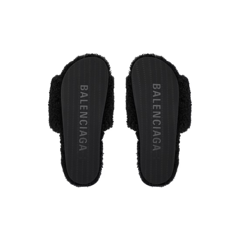 Balenciaga Furry Slides Black
